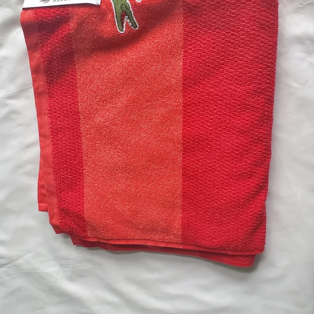 Lacoste Towel Bath Spa Pool Croc Travel ORANGE Cotton 30x52" Beach BATHROOM - Picture 7 of 7